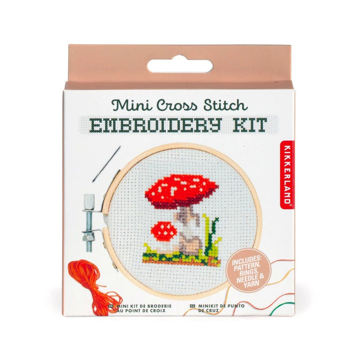 Mini Cross-Stitch Embroidery Mushroom Kit