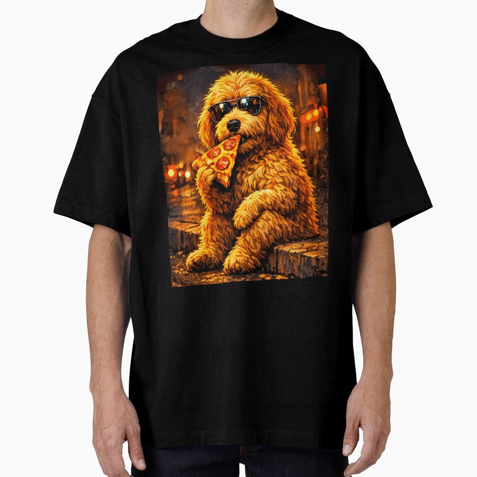 Funny Goldendoodle Eating Pizza dog lovers by erozzz Unisex T-shirt, Sweatshirt, Hoodie, Long Sleeve Tee