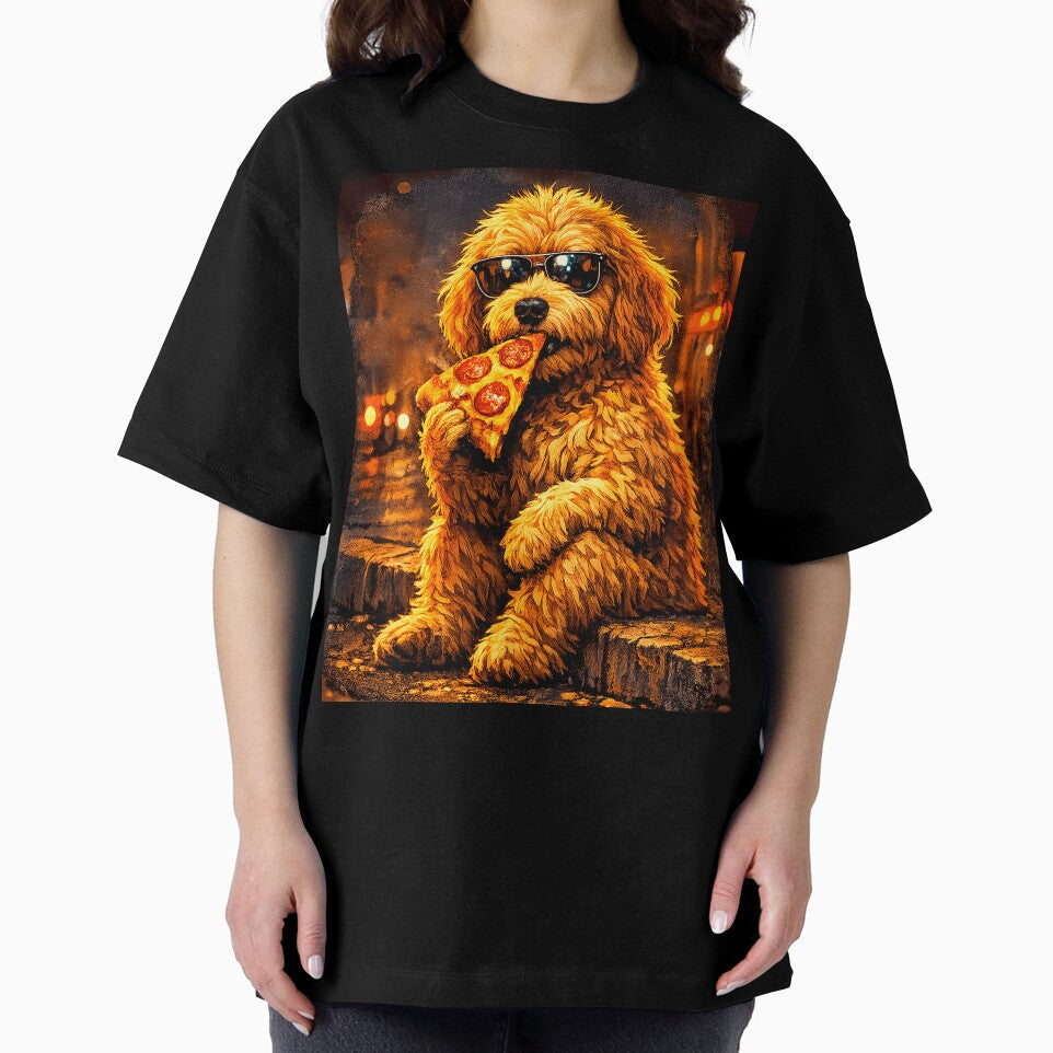 Funny Goldendoodle Eating Pizza dog lovers by erozzz Unisex T-shirt, Sweatshirt, Hoodie, Long Sleeve Tee