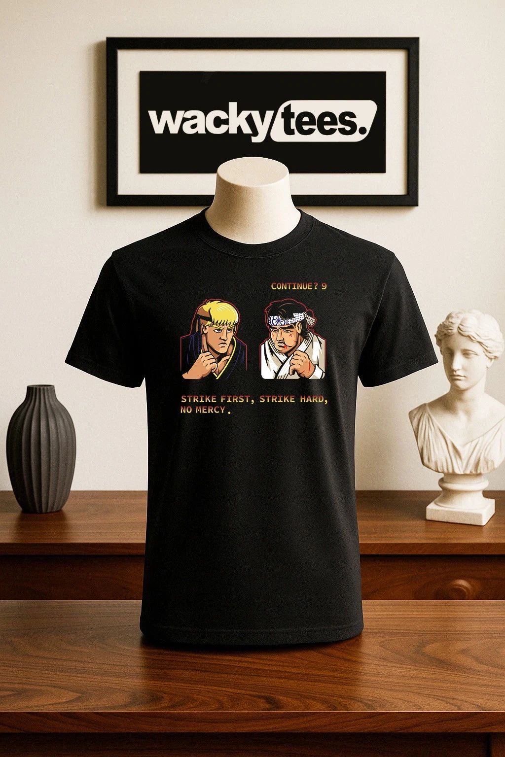Cobra Kai No Mercy Street Fighter Ending Gaming Style Graphic Tee Shirt Unisex T-shirt, Sweatshirt, Hoodie, Long Sleeve Tee